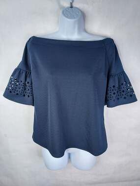 Banana Republic Cut Out Ruffle Sleeves Blouse Women M Off Shoulder Preppy Luxury